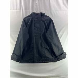 Steven Alan Mens Anorak Jacket Hooded Waxed Medium Raincoat Black New